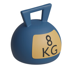 3d rendered 8kg blue kettlebell perfect for fitness design project