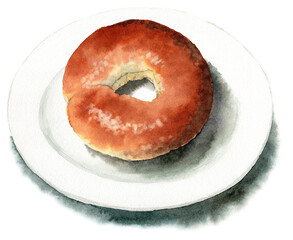 アナログ水彩プレーンベーグル