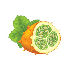kiwano fruit food yellow cartoon vector illustration