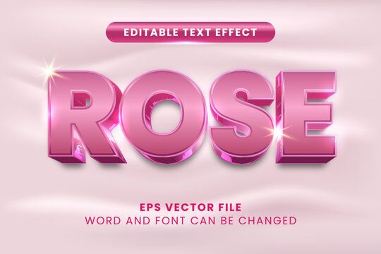 3d pink rose editable vector text effect