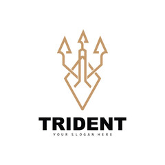 Trident Logo, Vector Magic Spear of Poseidon Neptune, Triton King Design, Template Icon Brand Illustration
