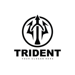 Trident Logo, Vector Magic Spear of Poseidon Neptune, Triton King Design, Template Icon Brand Illustration