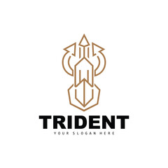Trident Logo, Vector Magic Spear of Poseidon Neptune, Triton King Design, Template Icon Brand Illustration