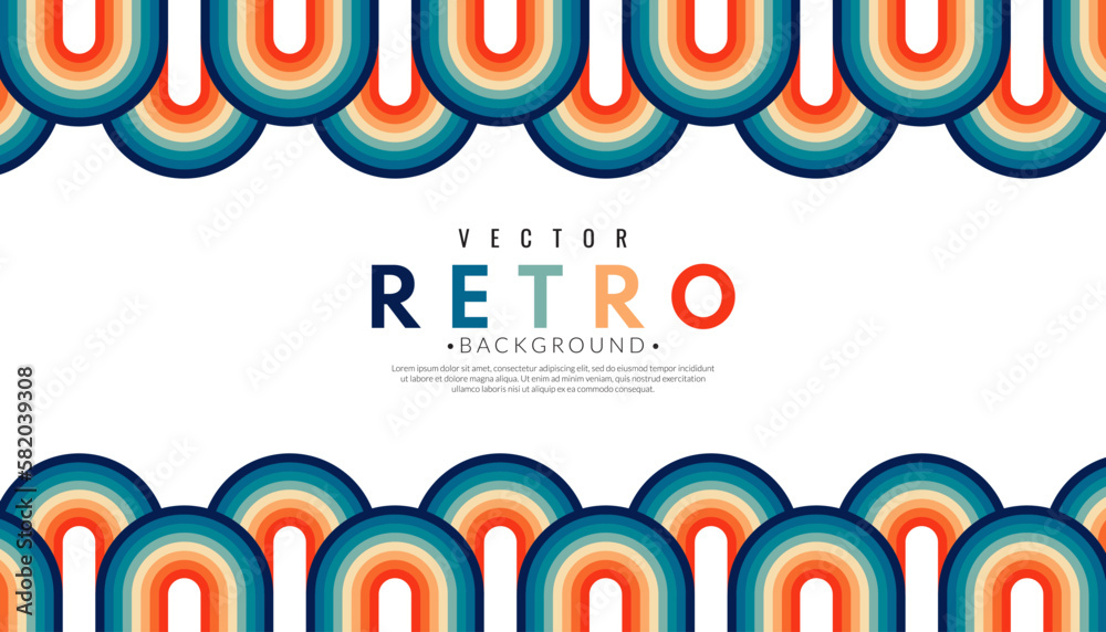 Wall mural abstract minimalist retro background with wavy stripes elements. graphic vector flat design style. 7
