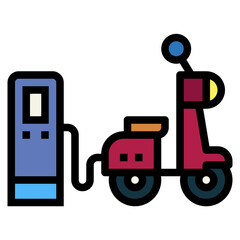 Scooter Charging filled outline icon style