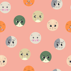 Funny cat face, abstract personage, mascot design, funny face, cute icon.