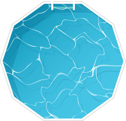 Swimming pool top view for design.  Polygonal form  of  pool. PNG image. Flat design.  Outdoor element isolated for landscape project, plan of yard, map of city.