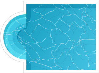 Swimming pool top view for design. PNG image. Flat design. Outdoor element isolated for landscape...