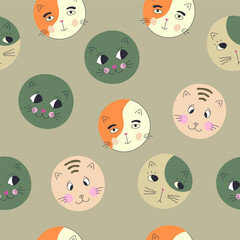 Funny cat face, abstract personage, mascot design, funny face, cute icon.