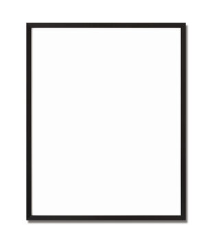 Empty vertical frame mockup isolated over transparent background, Artwork template for painting, photo or poster, One black framework mock-up isolated graphic design element