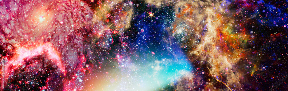 Wall mural stars of a planet and galaxy in a free space . bright star nebula. distant galaxy. abstract image. e