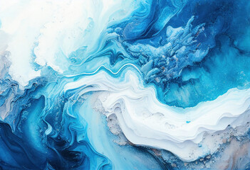 Fototapeta na wymiar Blue abstract background, Marble texture, Watercolor, Generative AI
