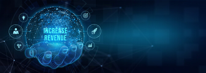 Increase revenue concept. Business, Technology, Internet and network concept. 3d illustration