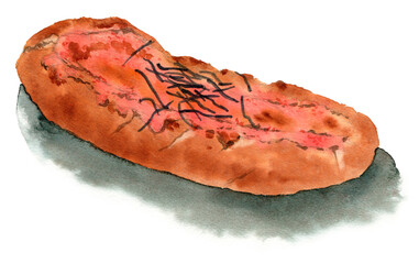 水彩明太フランスパン