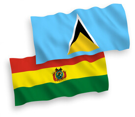 Flags of Saint Lucia and Bolivia on a white background