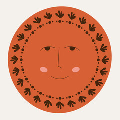 Male bizzare visage, abstract personage, mascot design, funny face, cute icon.