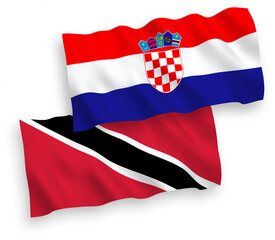 Flags of Republic of Trinidad and Tobago and Croatia on a white background