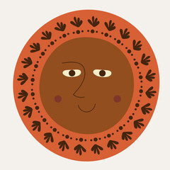 Male bizzare visage, abstract personage, mascot design, funny face, cute icon.