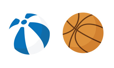 A blue and white ball and basketball on a white background.