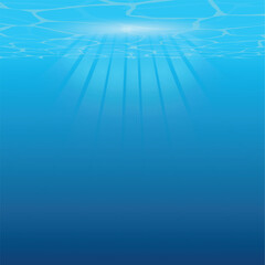 Bottom of ocean background. Bottom of sea with sunlight. Vector illustration.