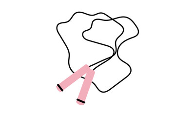 Jumping, skipping rope. Sport cord with handles for cardio training, fitness, endurance workout. Flat graphic vector illustration isolated on white background
