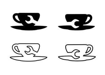 Vector illustration of Icon indicating Coffee Machine Repair. Coffee cup icons outline.