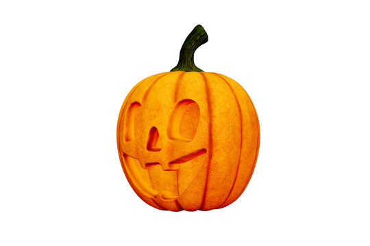 3D. Scary carved pumpkins are a common sight during Halloween. It is generally carved into a spooky or funny face using a knife or other carving.