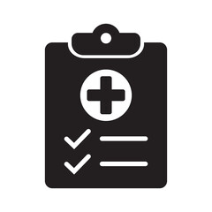 Obraz premium Medical history icon, medical report symbol. Health care clipboard icon. Medical card icon.