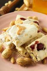 Concept of tasty food, nougat, close up