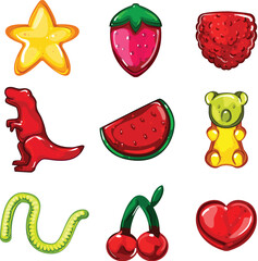 jelly candy set cartoon vector illustration