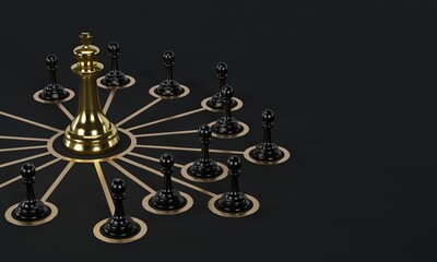 Fototapeta na wymiar 3d Rendered Metal Chess Pieces. 3d illustration