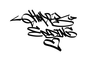 black white graffiti tag HAPPY ENDING