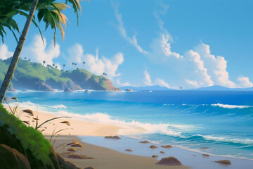 Obraz na płótnie Canvas beach with palms. generative ai