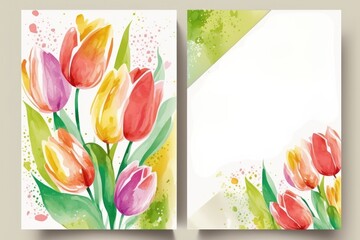 A botanical tulip masterpiece in watercolor style offers a breathtaking backdrop for your words