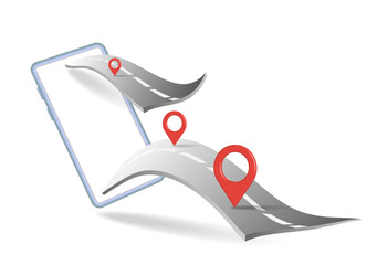 Location on the way online, web banner. 3d vector illustration.