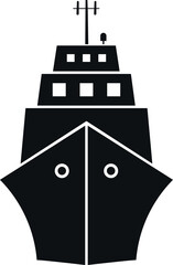 Ship front view icon sign. Transport signs and symbols.