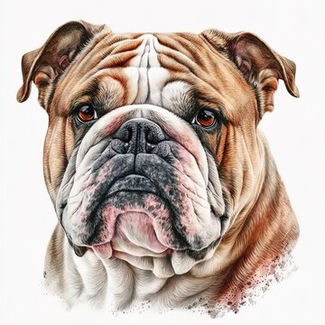 english bulldog isolated on white. clipart. generated by AI