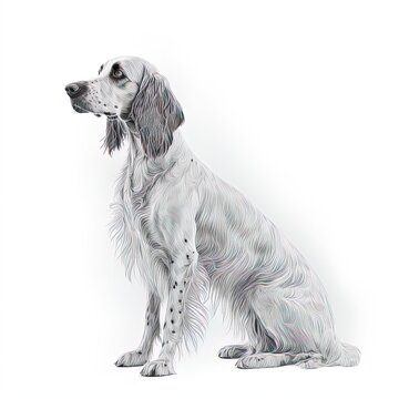 english setter drawing isolated on white background. generated by AI
