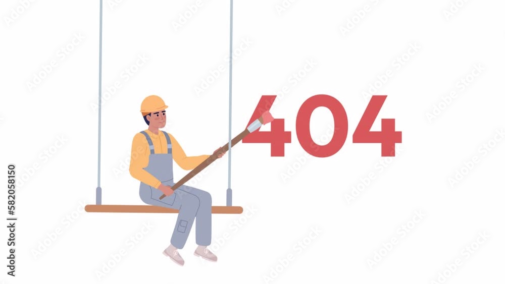 Poster animated problem warning 404 error. troubleshooting. empty state 4k video footage with alpha channel