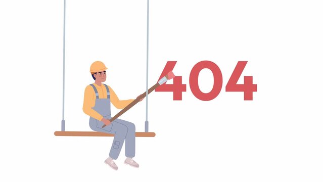 Animated problem warning 404 error. Troubleshooting. Empty state 4K video footage with alpha channel transparency. Flash message. Color failed loading animation for broken link, web design