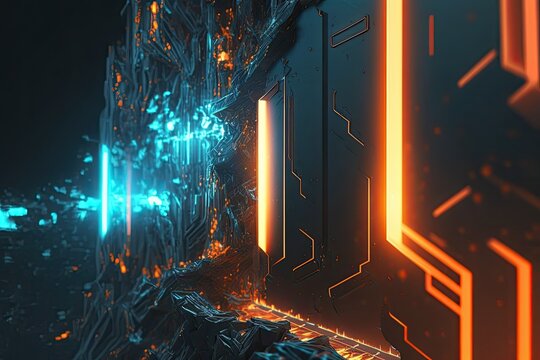 Abstract sci-fi background material, technology neon background