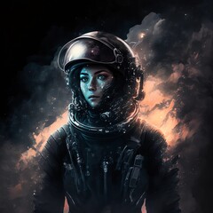 Fototapeta premium Woman in space suit