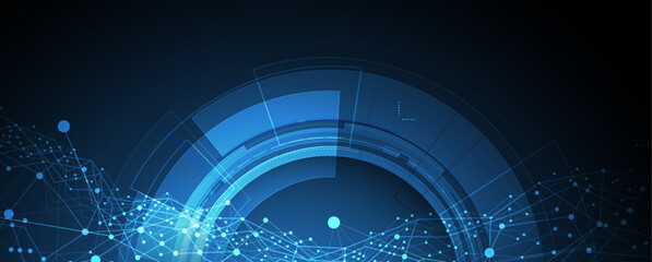 Quantum processing. Deep learning artificial intelligence. Future new technology  for business or science presentation