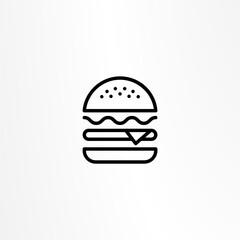 Burger icon. Hamburger logo. Fast food line emblem.