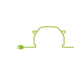 Plug in shape of electric vehicle icon isolated on white background