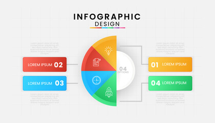 Infographic template for business isolated on white background. Circle chart concept with 4 options, steps, part, Vector presentations.
