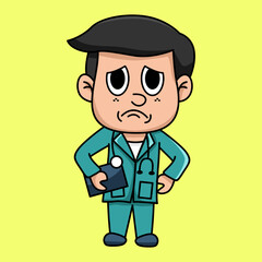 cute health carton illustrations, doctors and medical equipment