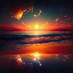 Gorgeous sea shore reflective on water sunset | Heavenly view.