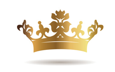 Vector golden king crown on white background. Vector Illustration. Emblem and Royal symbols.