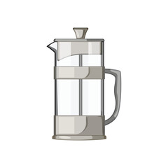 breakfast french press coffee cartoon vector illustration